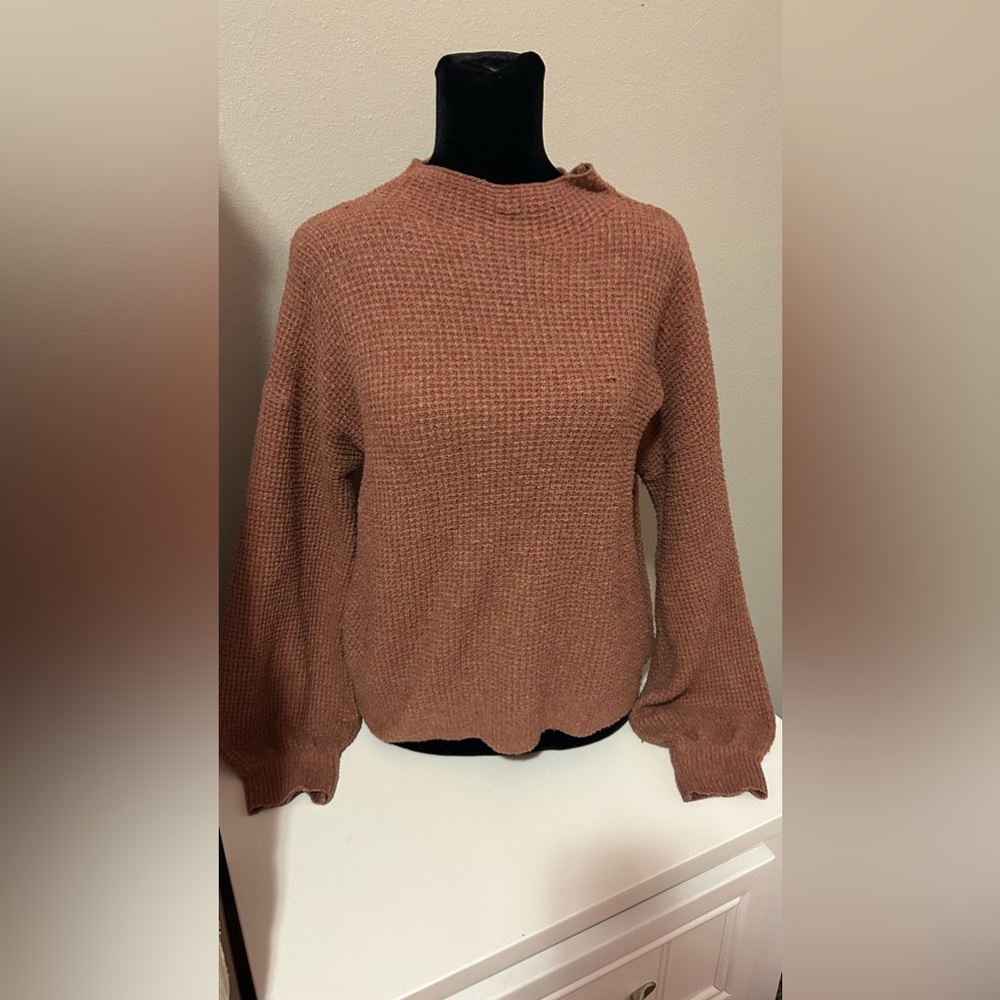 Brown, pink turtleneck, long sleeve